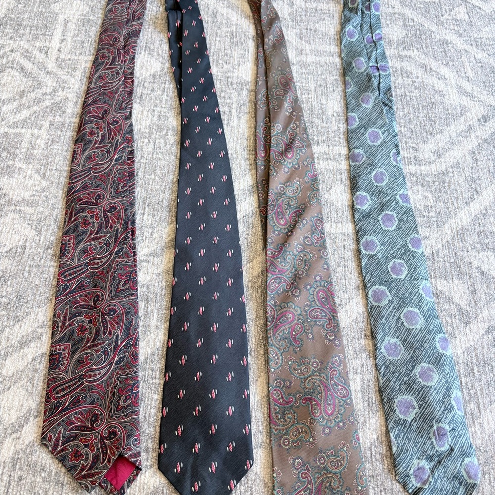 Men's Assorted Patterned Neck Tie Set - Black, Burgundy, Brown, Green